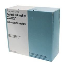 Desferal (deferoxamine mesilate) 500 mg powder for solution for injection, 10 vials per pack — original (Novartis)