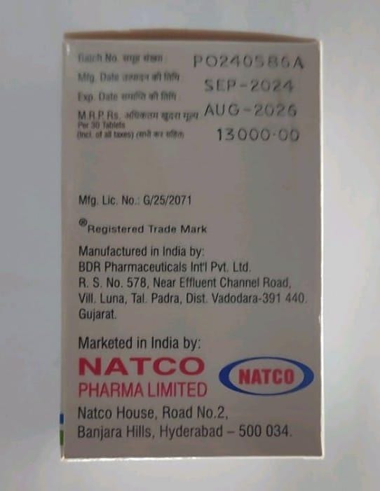 კაბოზანტინიბი 60 მგ კაფსულები, 30 კაფსულა — გენერიკული (ინდოეთი) (კომეტრიკის ანალოგი)