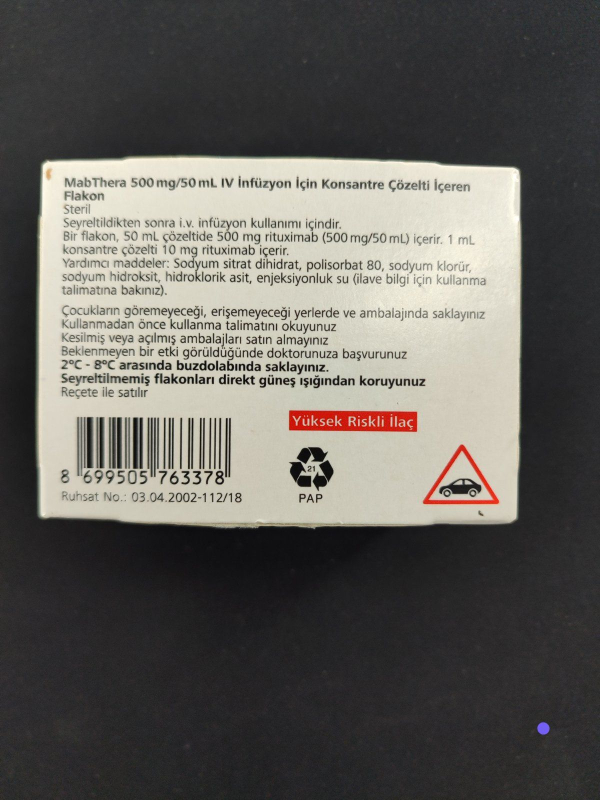 MabThera (rituximab) 500 mg/50 mL concentrate for solution for infusion (Roche, Germany) — original