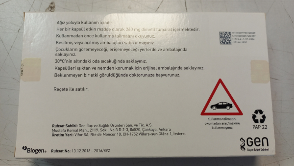 Tecfidera (dimethyl fumarate) 240 mg gastro-resistant capsules, 56 capsules