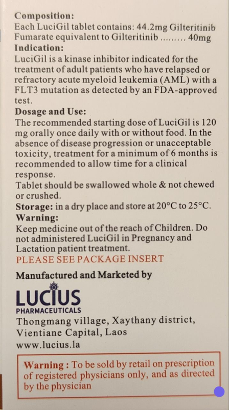 Gilteritinib 40 mg film-coated tablets, 90 tablets — generic (Xospata-equivalent)