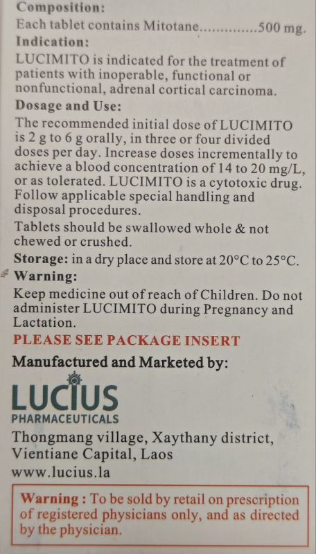 მიტოტანი 500 მგ ტაბლეტები, 100 ტაბლეტი — გენერიკული (ლისოდრენის ანალოგი)