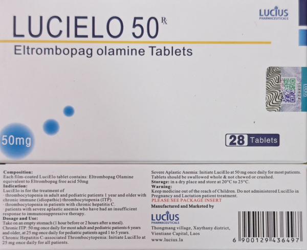 Revolade, Eltrombopag 50 mg film-coated tablets, 28 tablets — generic (Bangladesh)