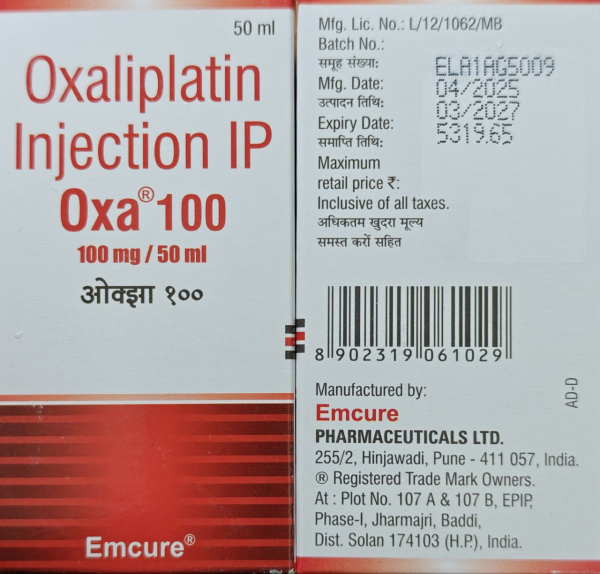 Oxaliplatin 100 mg concentrate for solution for infusion — generic (India)