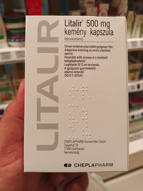 Hydrea (hydroxycarbamide / hydroxyurea) 500 mg capsules, 100 capsules — original (Germany)