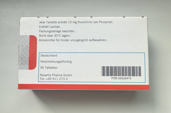 Jakavi (ruxolitinib) 20 mg film-coated tablets, 56 tablets — original (Novartis, Switzerland)