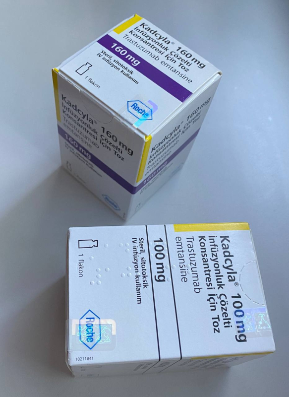 კადცილა (ტრასტუზუმაბ ემტანსინი) ფხვნილი კონცენტრატის მოსამზადებლად ინფუზიის ხსნარისთვის — ორიგინალი (Roche, შვეიცარია)