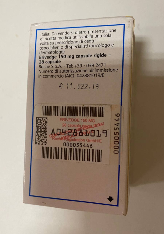 Erivedge (vismodegib) 150 mg hard capsules, 28 capsules — original (Roche)