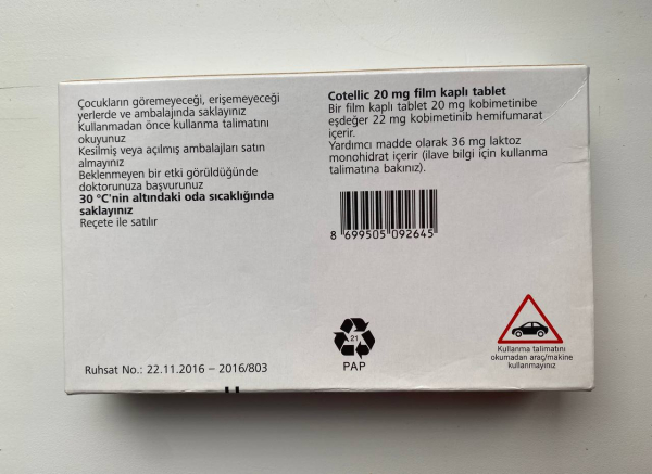 Cotelic (cobimetinib) 20 mg film-coated tablets, 63 tablets — original