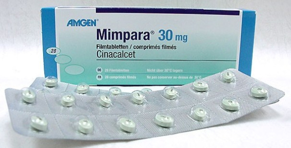 Mimpara (cinacalcet) 30 mg film-coated tablets, 28 tablets (Amgen, USA)