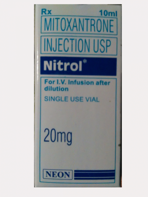 Mitoxantrone 20 mg/10 mL solution for IV injection (Neon Laboratories, India)