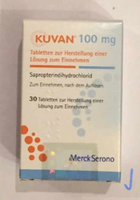Kuvan (sapropterin dihydrochloride) 100 mg tablets, 30 tablets — original (BioMarin International, Ireland)