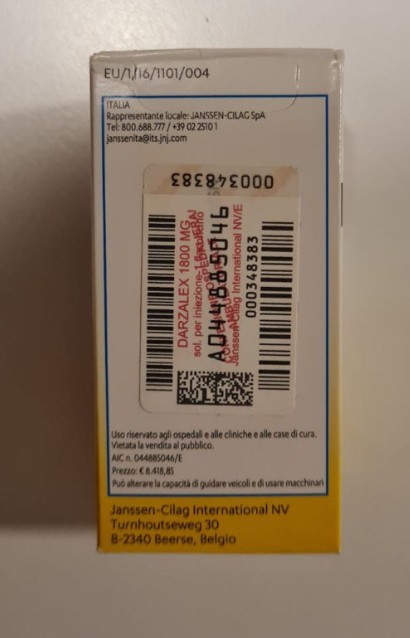 Darzalex 1800 mg solution for subcutaneous injection — original (Janssen)