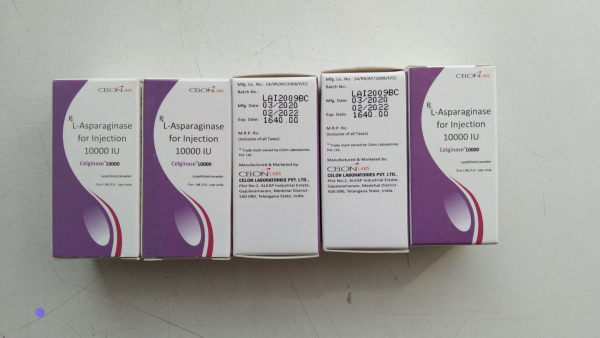 L-Asparaginase 10,000 IU powder for solution for injection, 1 vial — generic (India)
